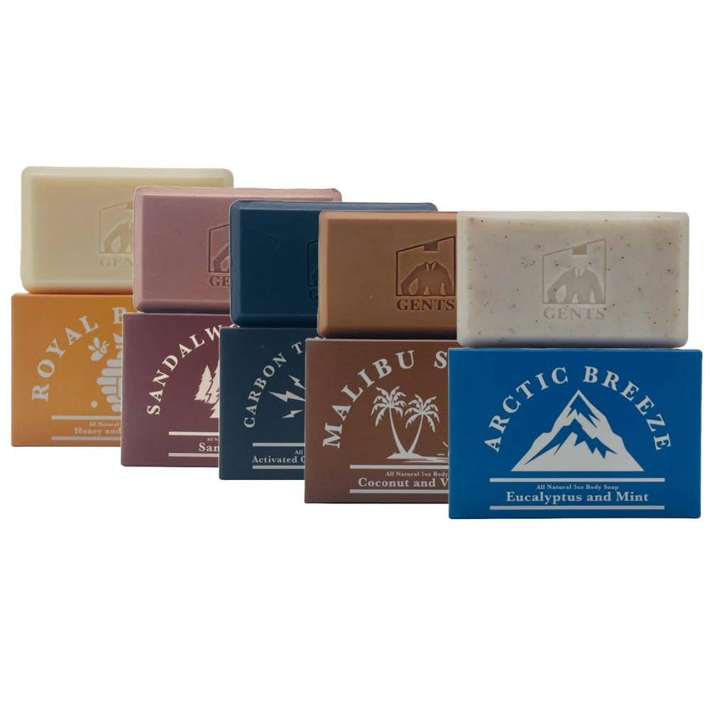 GENTS Body Soaps 5 oz All Natural 5 DIFFERENT SCENTS: Carbon Timber Revival ( Charcoal & Tea Tree Oil)