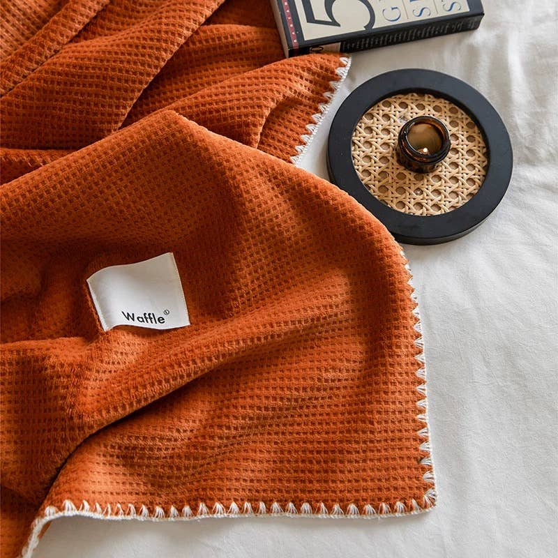 Ultra-Soft Milk Flannel Velvet Waffle Weave Throw Blanket, Queen Size (60" x 80" / 152 x 203 cm)