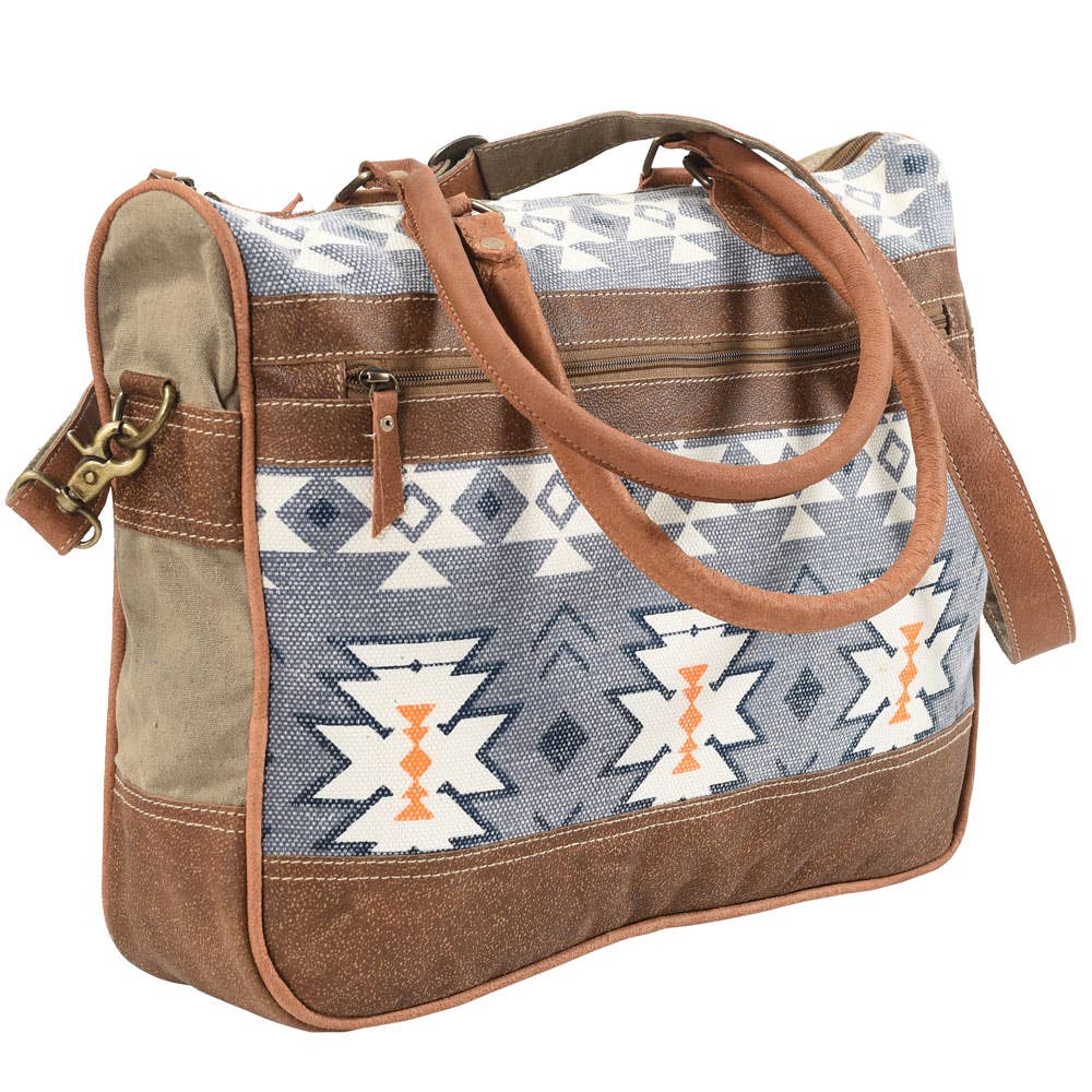 Blue And Yellow Messenger Bag With Canvas And Rug