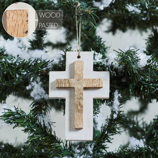 Wooden Cross Hanging Ornament 6x4