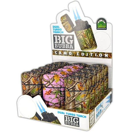 Camo Big Bubba Dual Torch Lighter Assortment - 15/Display