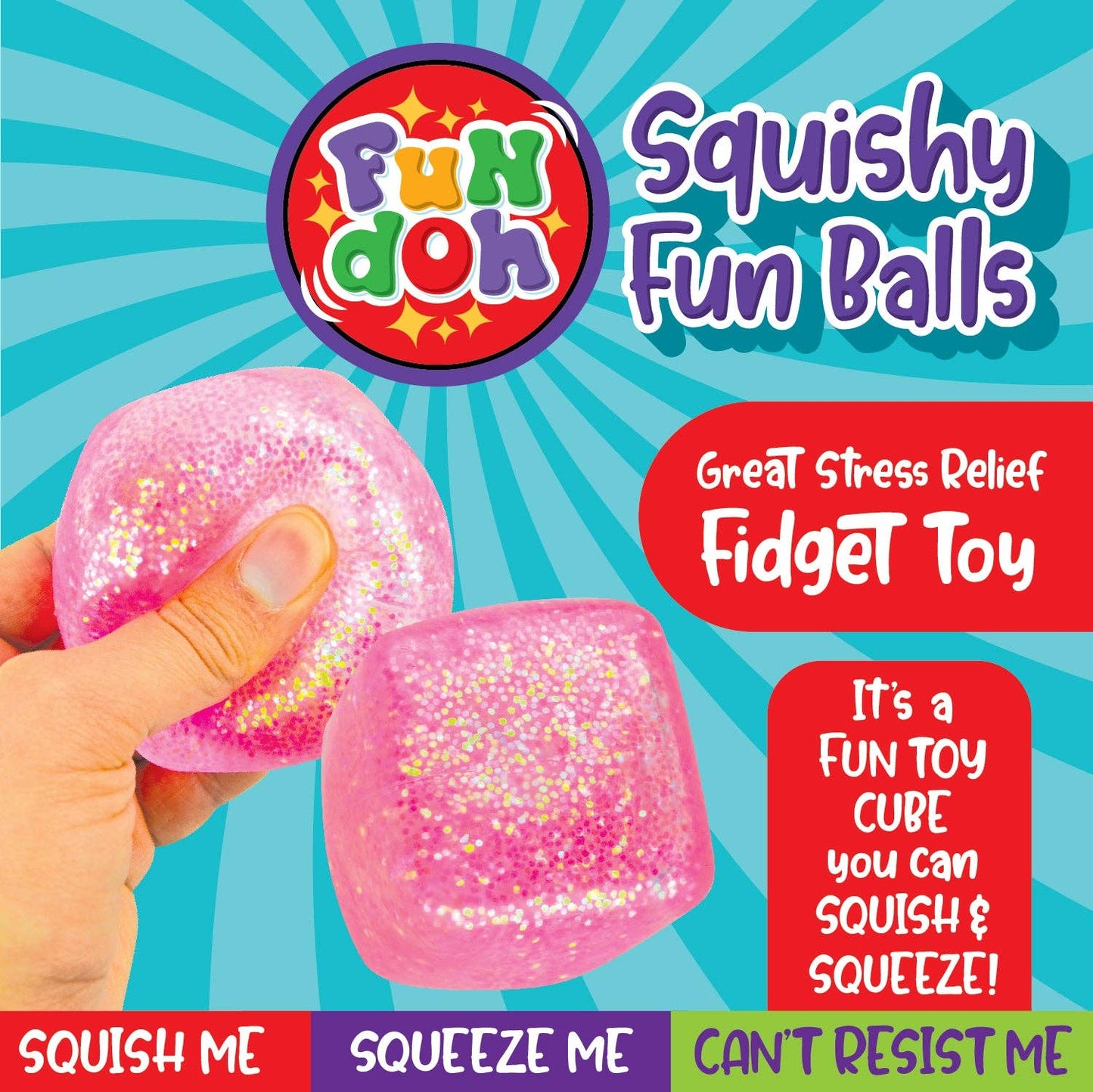 SO MUCH FUN! FUN DOH SQUISHY CUBE 12 PIECE DISPLAY