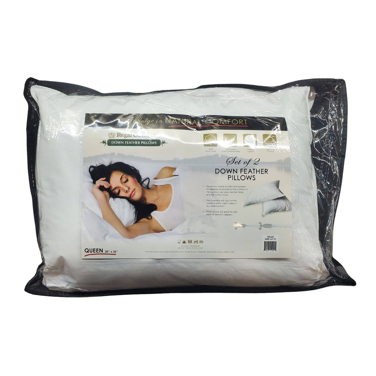Queen Down Feather Pillows (2 per package)
