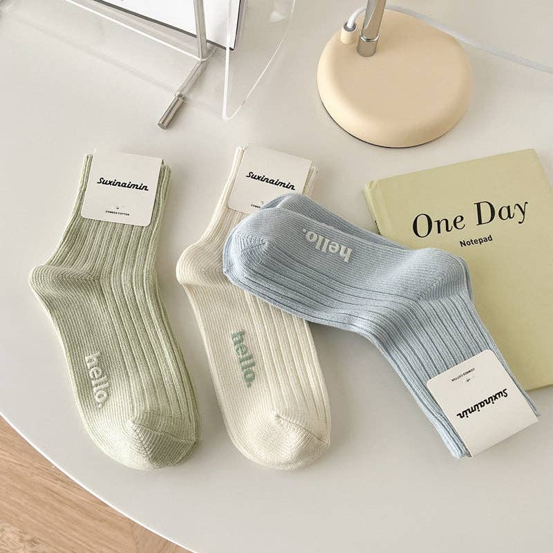 Candy Color Simple Letter Soft Socks DP25A452