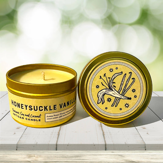 Honeysuckle Vanilla Bean 4oz. Candle - Paraffin free!
