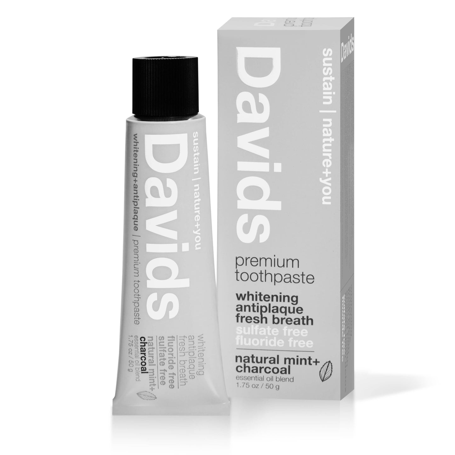 Davids travel size premium toothpaste  /  charcoal+peppermin