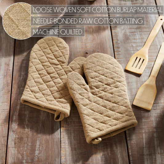 Burlap Natural Oven Mitt Set of 2