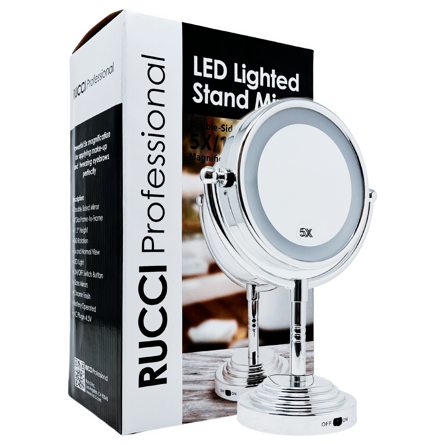 LED Battery-Operated & AC Plugin Tabletop Mirror