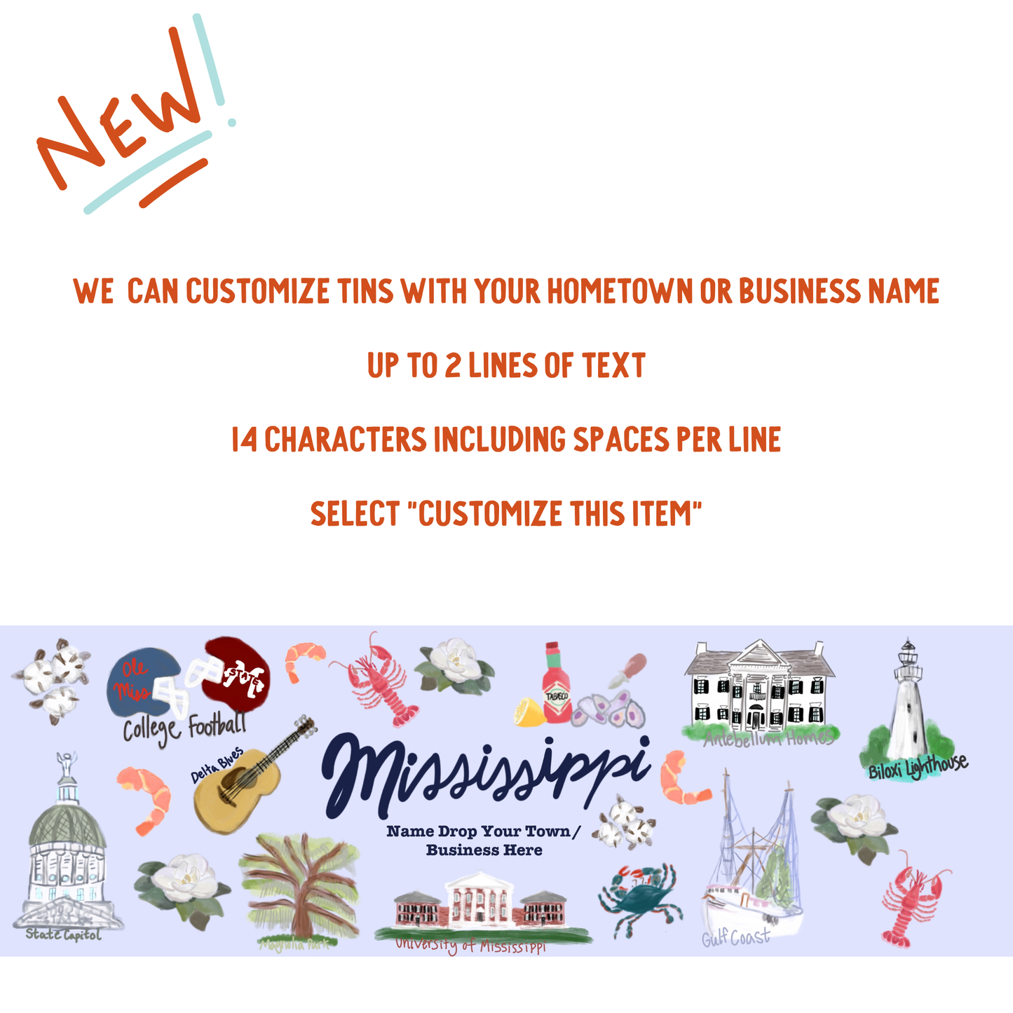 Mississippi Gift Tin | Gourmet Shortbread Cookies or Nuts