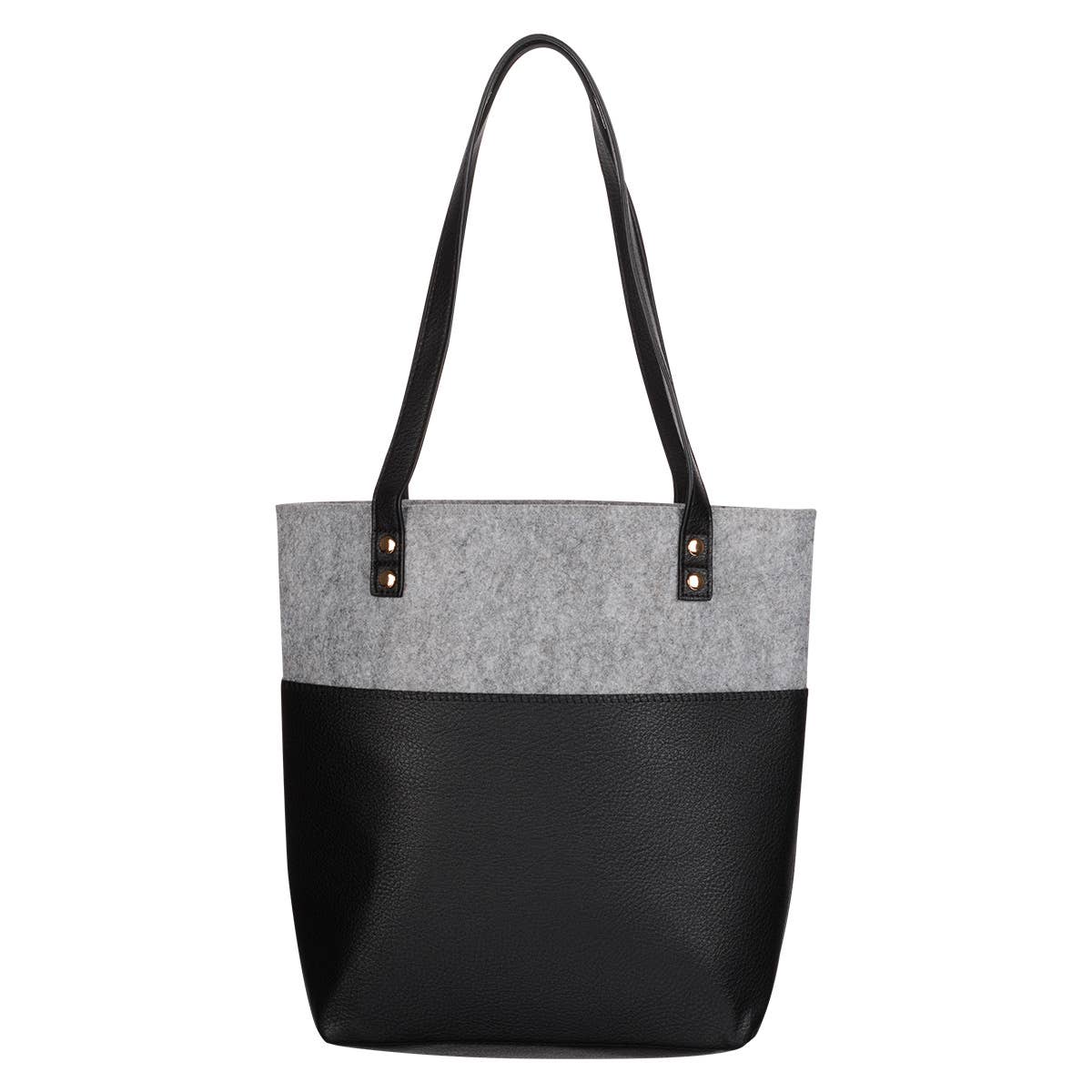 Bible Tote Gray/Black Love Never Fails Badge 1 Cor. 13:8