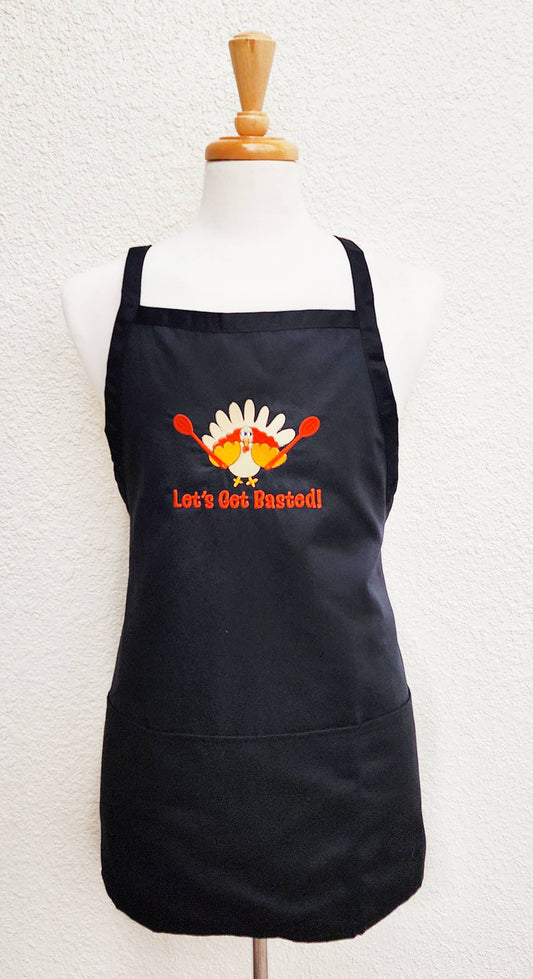 Embroidered Let's Get Basted Cross-Back Apron