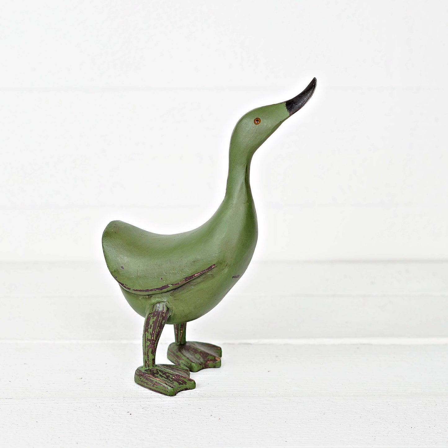 KD017GR- Single wooden duck- Green 12"x4.25"x6.5"