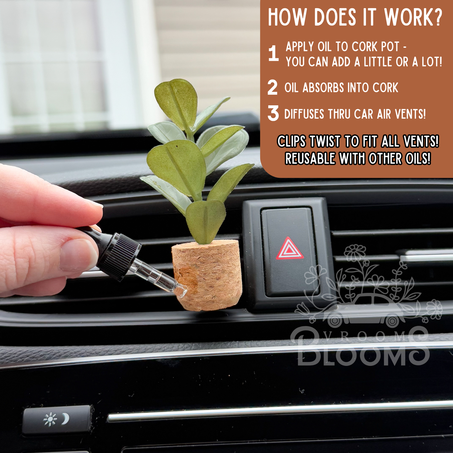 Eucalyptus Plant Vent Clip Car Air Freshener (Reusable)