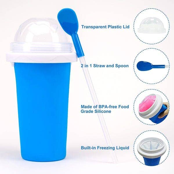 ProKitchen SQUEEZur Instant Slushie Maker Cup | Includes Straw/Spoon | NEW Colors!: Blue