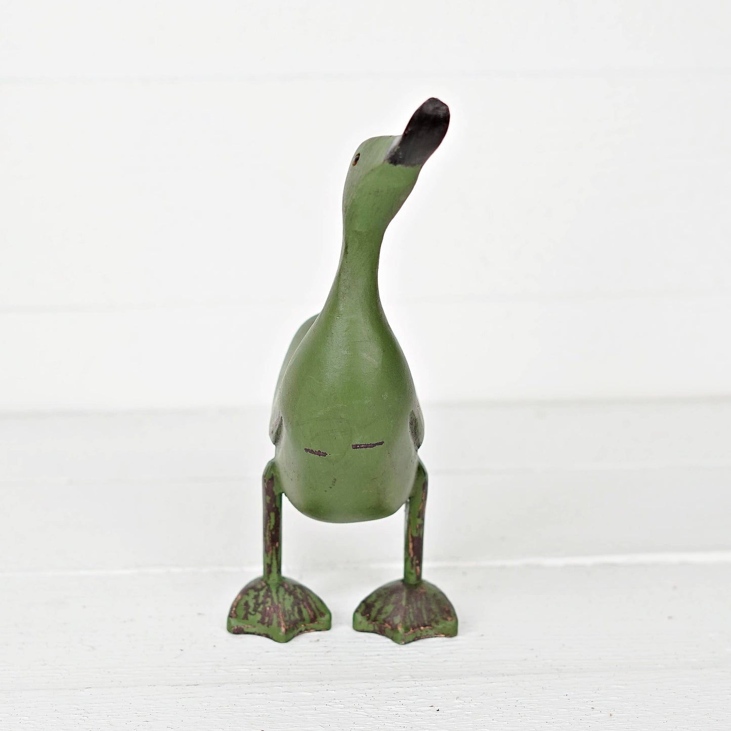 KD017GR- Single wooden duck- Green 12"x4.25"x6.5"