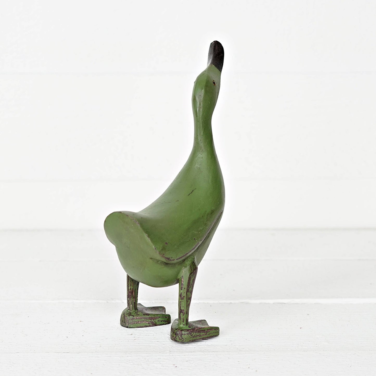 KD017GR- Single wooden duck- Green 12"x4.25"x6.5"