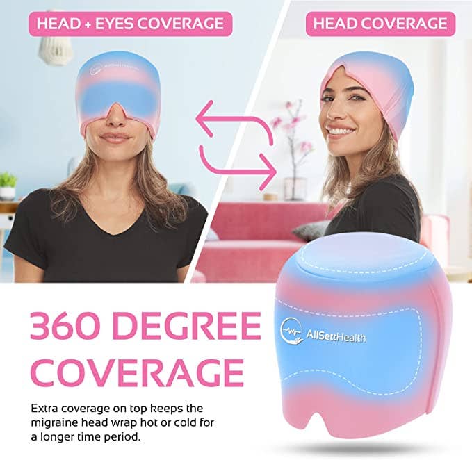 Migraine Relief Cap Ice Head Wrap Headache Hat, Pink