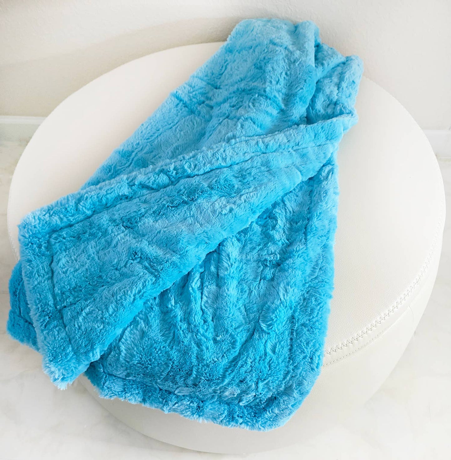 Blue Atoll Full/Queen Size 60 x 72 Minky Faux Fur Blanket