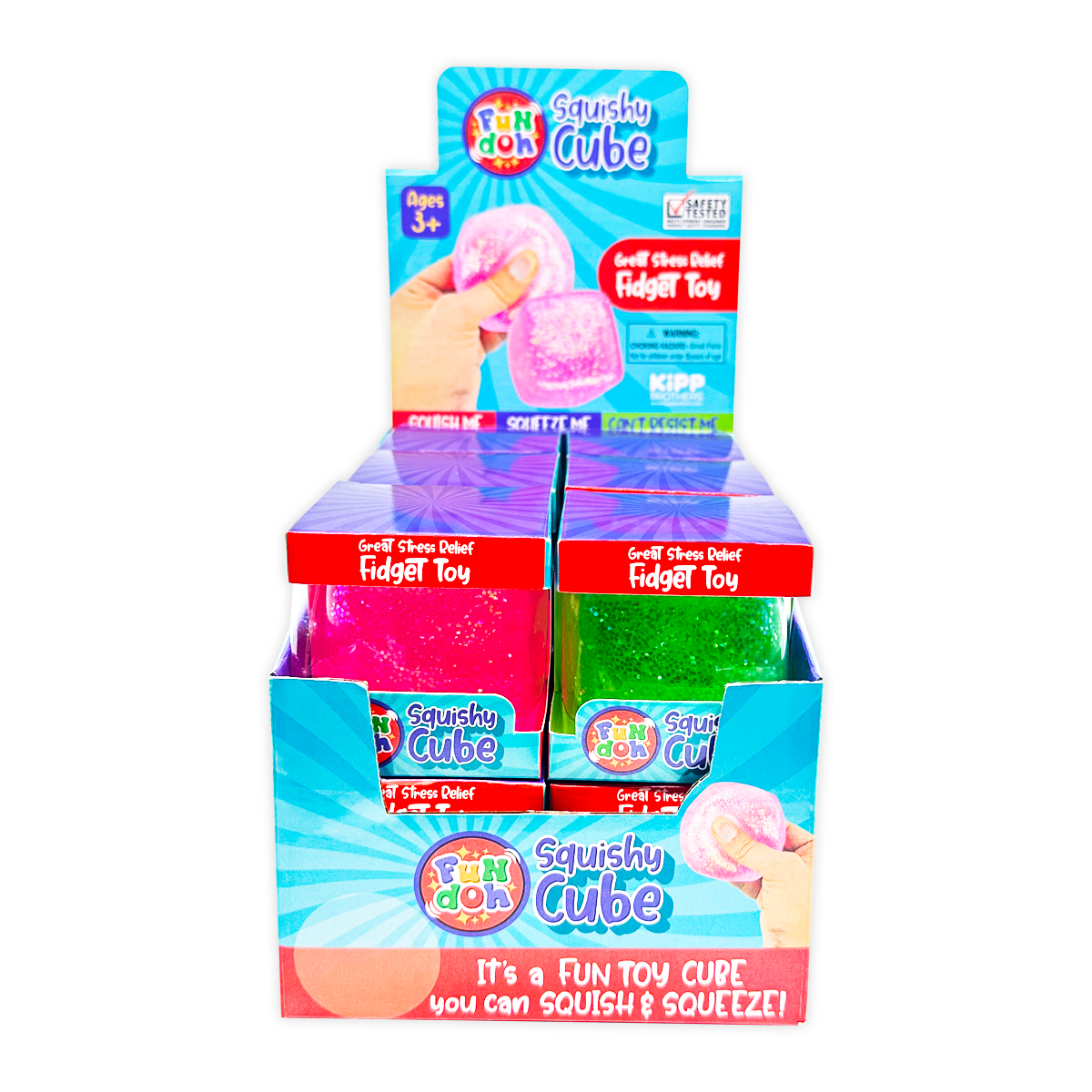 SO MUCH FUN! FUN DOH SQUISHY CUBE 12 PIECE DISPLAY