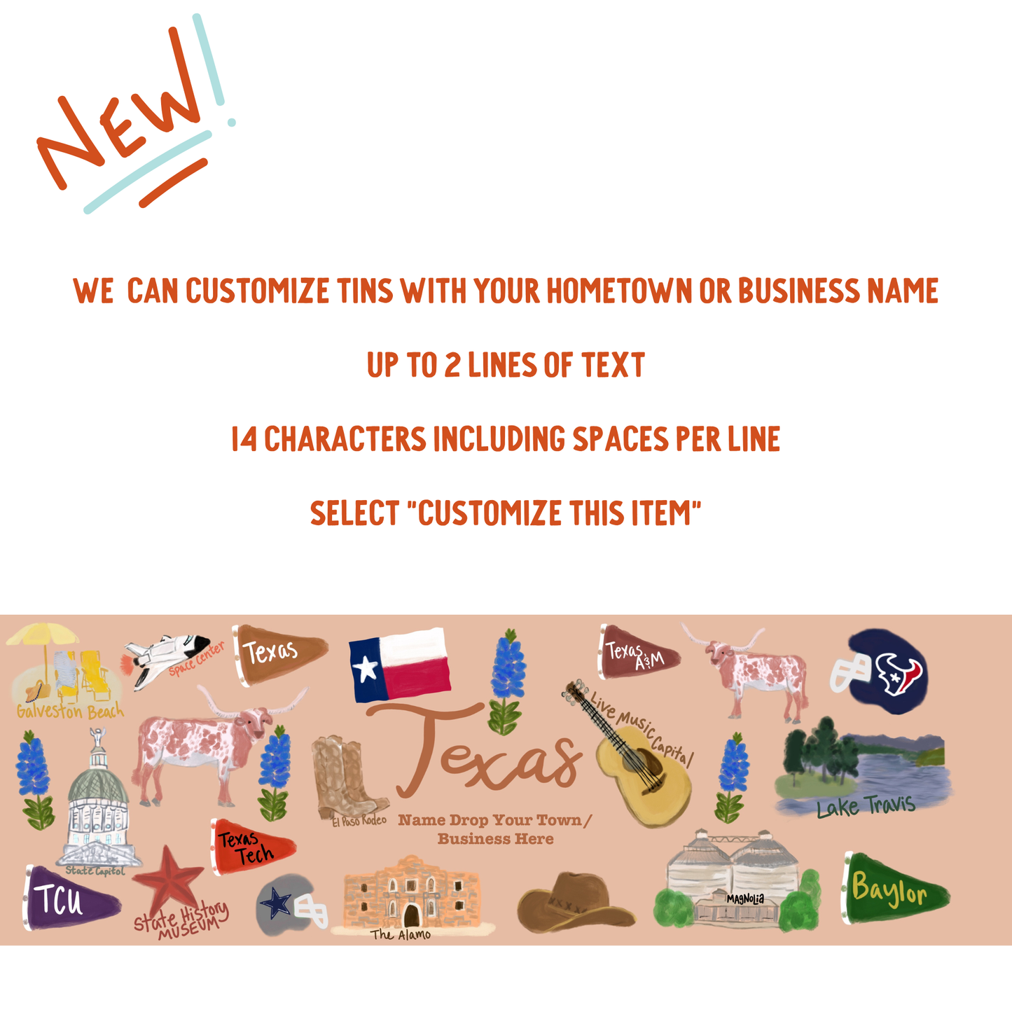 Texas State Gift Tin | Gourmet Shortbread Cookies or Nuts