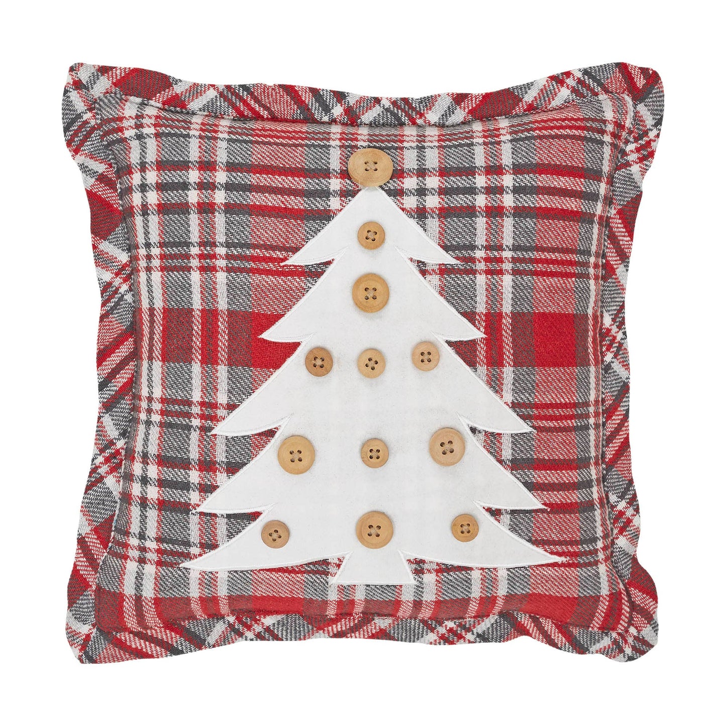 Gregor Plaid Button Tree Pillow 12x12