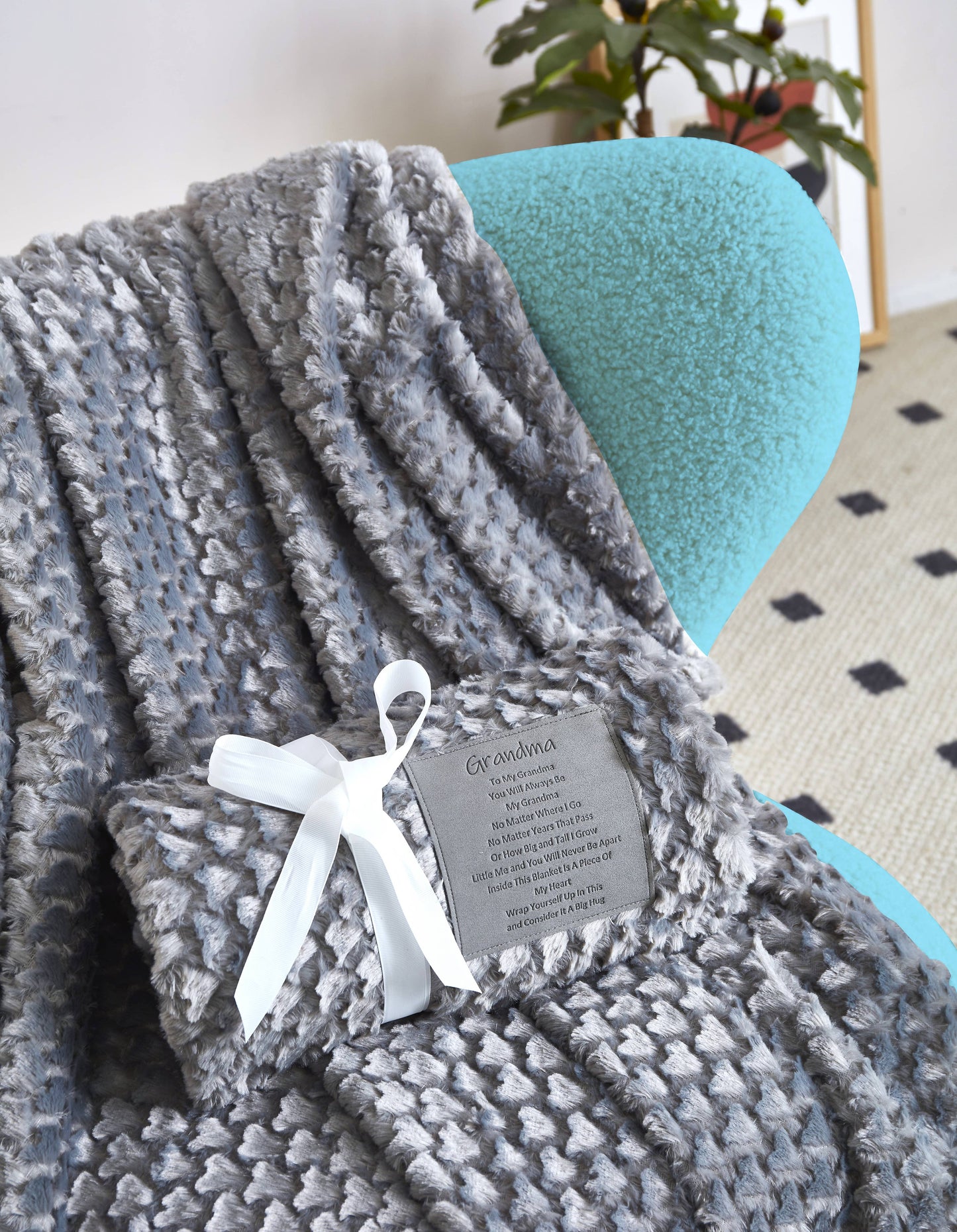 "To My Grandma" 1-Ply Faux Fur Patch Throw 50"x60"