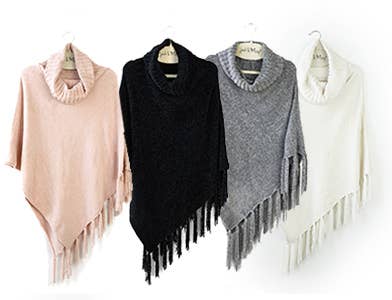 Britt's Knits Beyond Soft Chenille Poncho Open Stock: Blush