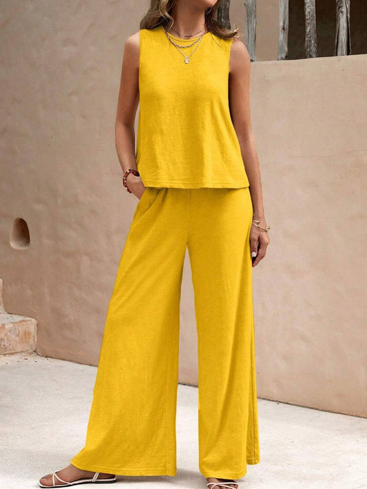 Loose Fitting Round Neck Casual Suit Set For Women