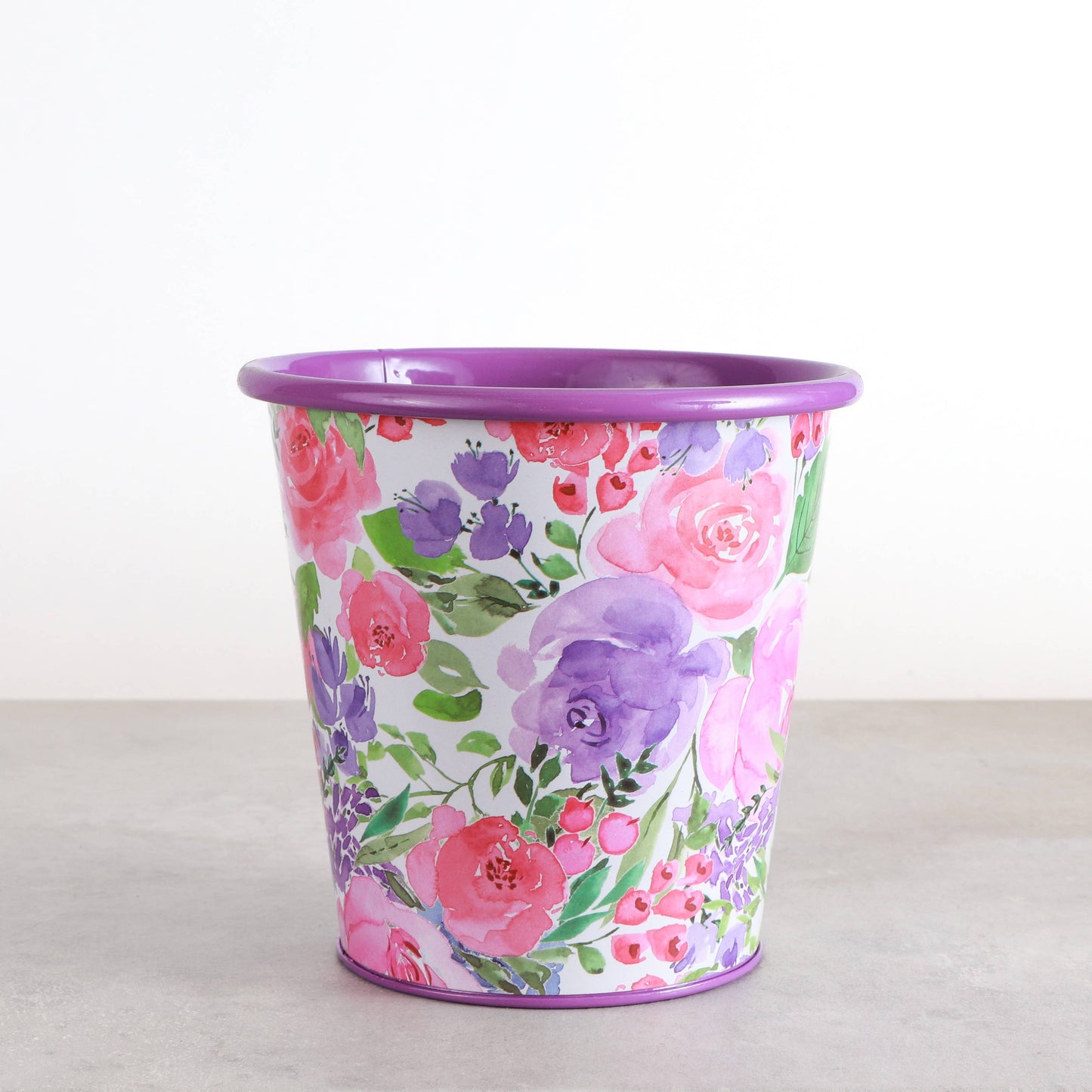 4" Floral Metal Pot for Houseplants