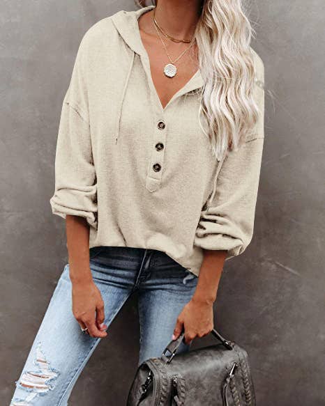 Womens Long Sleeve V Neck Sweatshirts Lightweight Tops: Gray