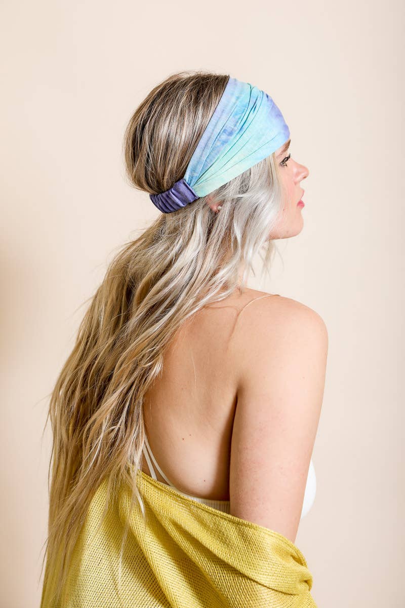 Wide Band Tie Dye Headwrap: Fuchsia