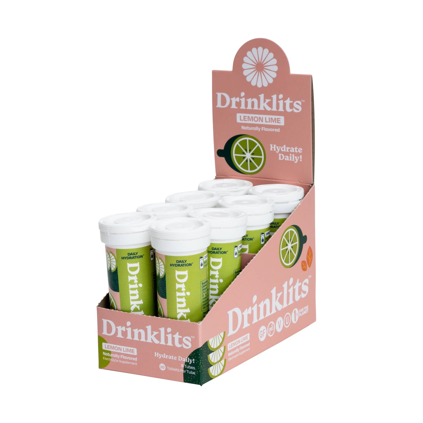Hydration Tablets: Natural LEMON-LIME Electrolytes +Display
