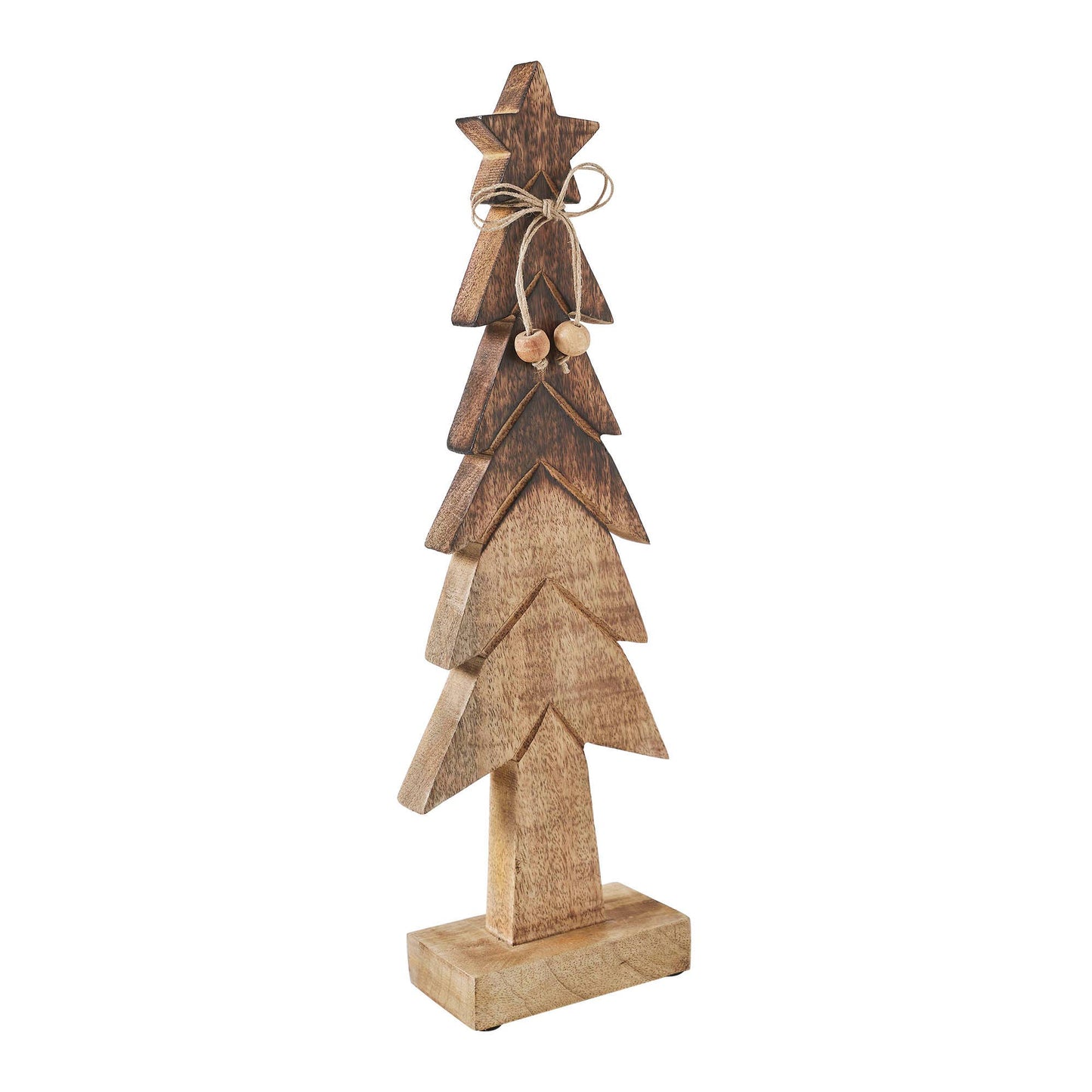 Christmas Tree Wooden Two Toned Brown Natural Figurine 16x5x2.25