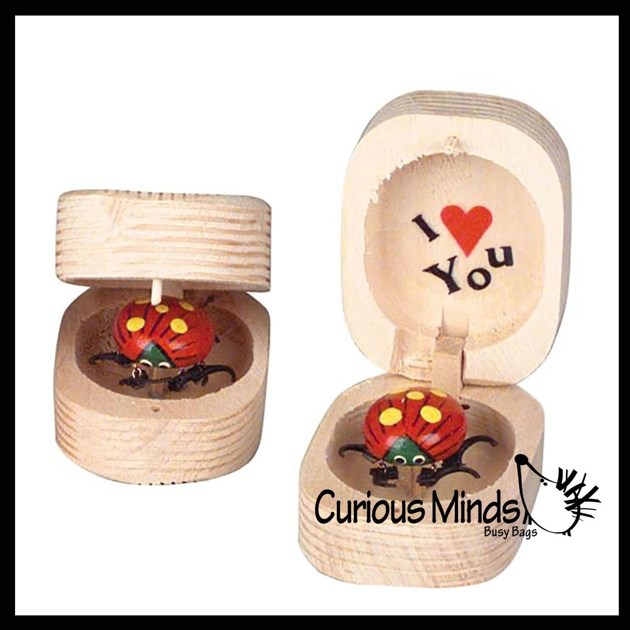 1 Love bug in Box Novelty Gift -Bugs Legs Wiggle Wood Hinge