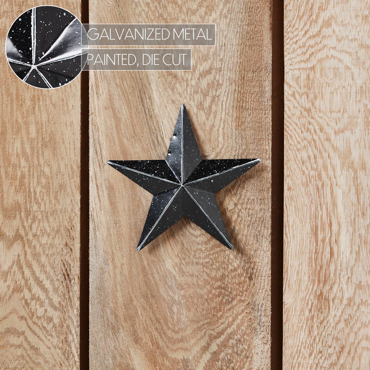 Metal Star Speckled Distressed Black 4x4