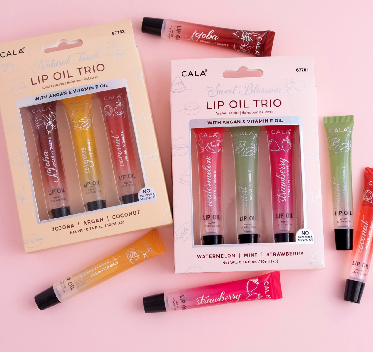 CALA LIP OIL TRIO WATERMELON STRAWBERRY JOJOBA ARAGAN MINT: Sweet