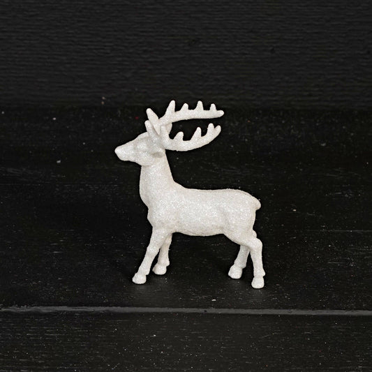 32352- Glittered Standing Reindeer-4inW x 5inH white color