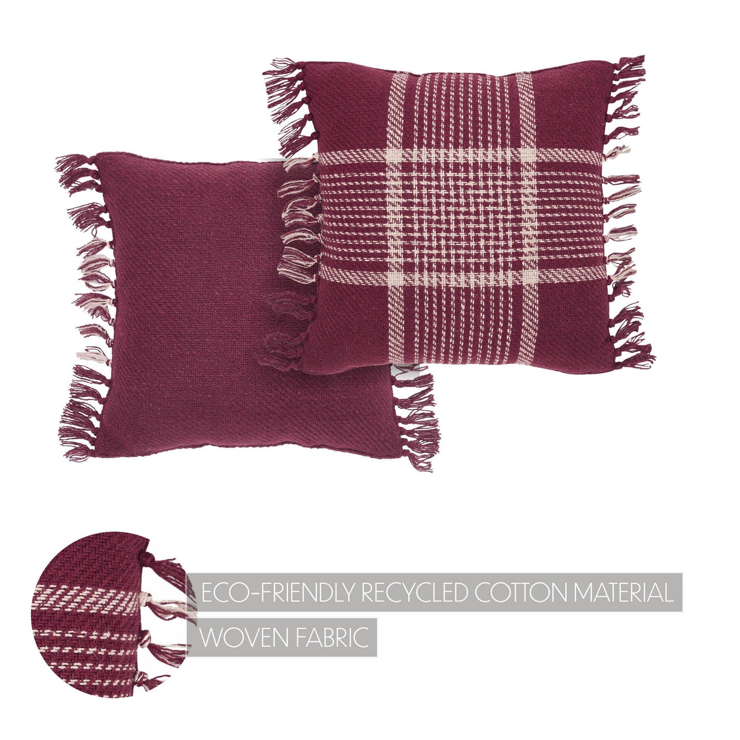 Eston Burgundy Tan Plaid Pillow 12x12