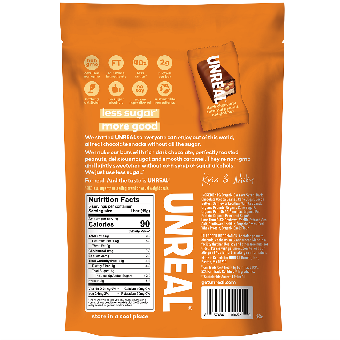 Dark Chocolate Caramel Peanut Nougat Bar - 6 Bag Case