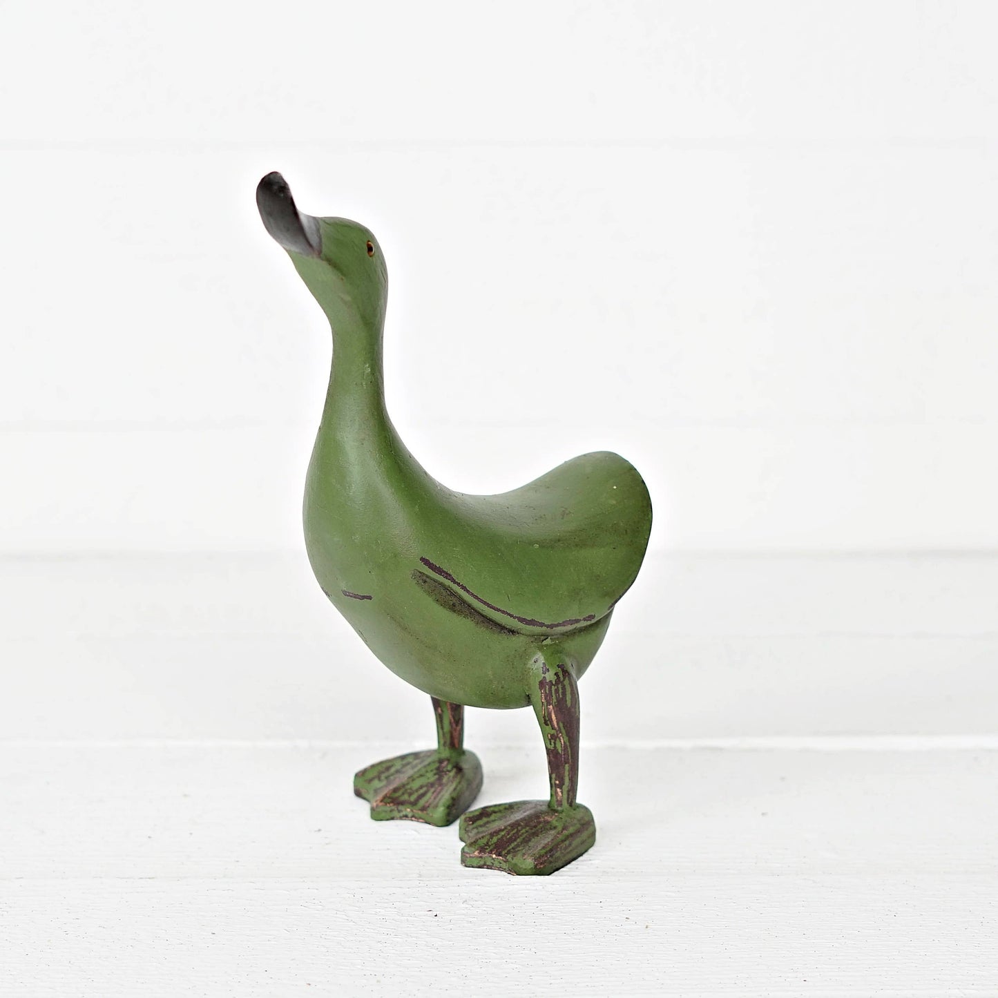 KD017GR- Single wooden duck- Green 12"x4.25"x6.5"