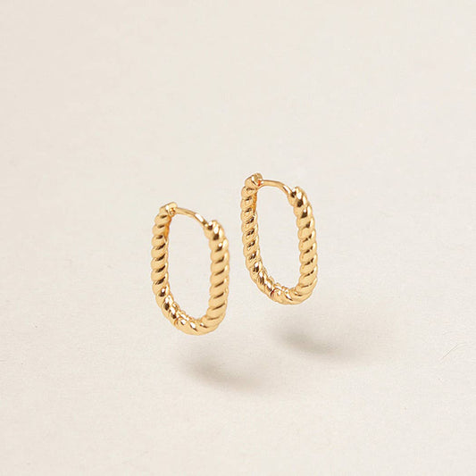 XS-14K Gold Dipped U Shaped Twist Hoop Earrings