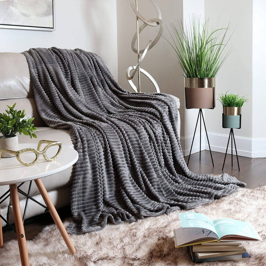 Nestl Cut Plush Fleece Blanket: Charcoal Gray / Queen/Full 90” x 90”