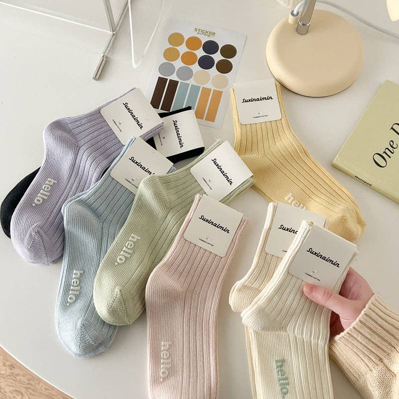 Candy Color Simple Letter Soft Socks DP25A452