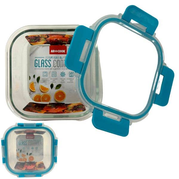 AR Cook Kitchen - 2.2 Cups Glass Container - Locking Air