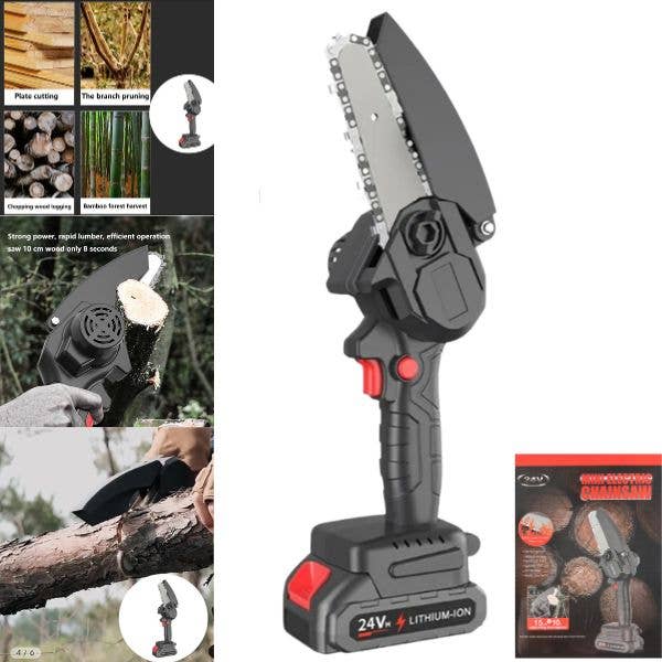 Mini Chainsaw -24Volt Handheld Operation - #Black 1 Battery