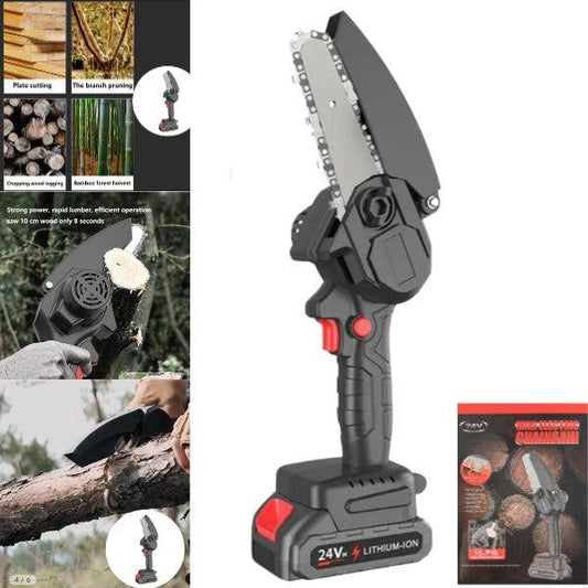 Mini Chainsaw -24Volt Handheld Operation - #Black 1 Battery