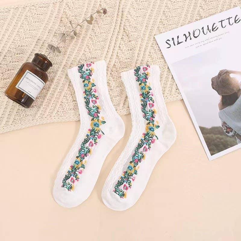 FLORAL KNIT VINTAGE CASUAL SOCKS | 40S02064