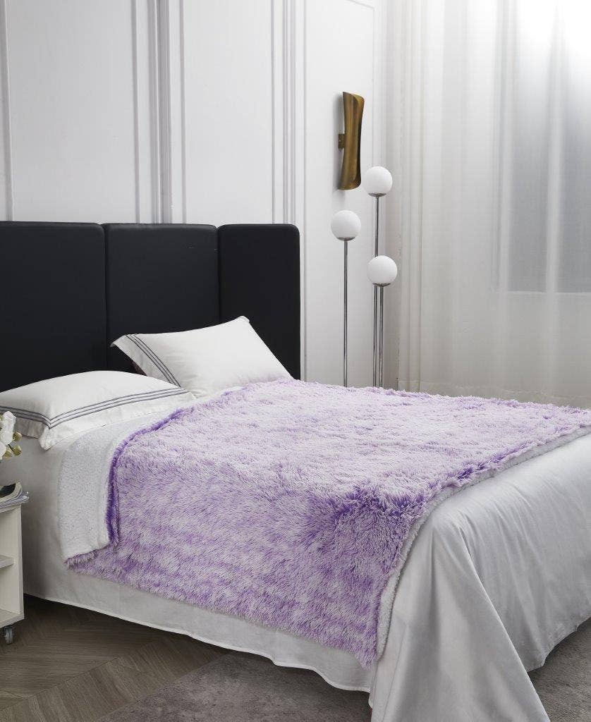 "Orchid Frost" Faux Fur Plush Throw Blanket - 50"x70"
