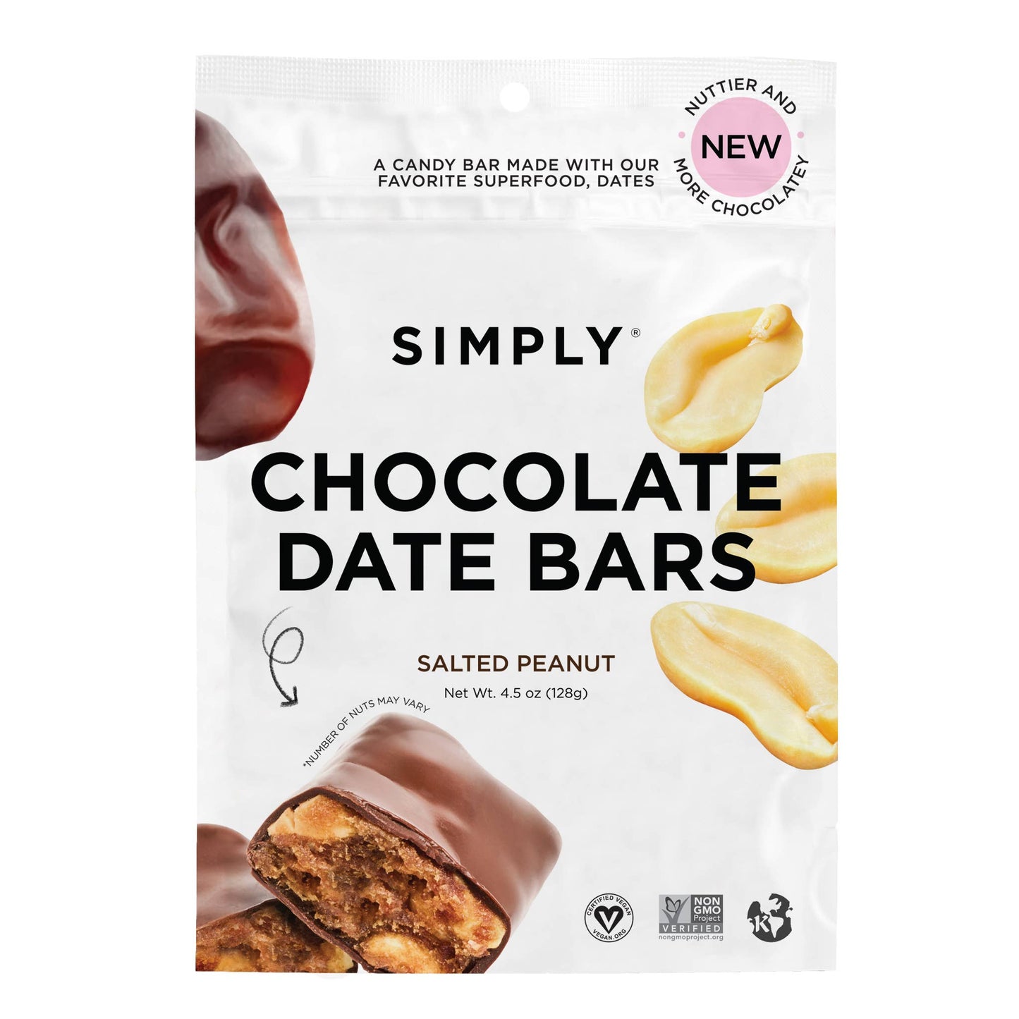 Chocolate Date Bars - Salted Peanut (4.5 oz Bags)