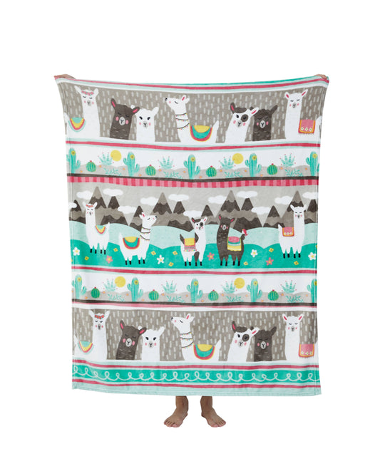 "Llama Fields" 1-Ply Faux Fur Everyday Designer Blanket